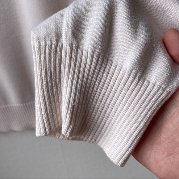 Foxcroft Women’s 100% Supima Cotton Quarter Zip Sweater Cream Size L - Picture 4 of 12